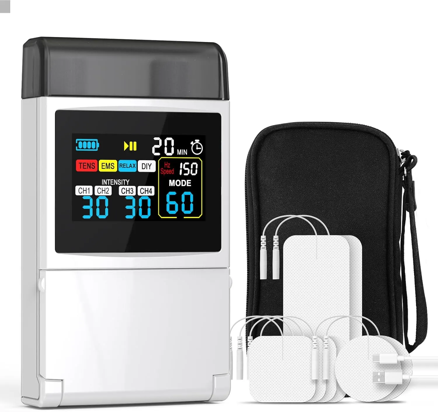 TENS Unit EMS Muscle Stimulator for Pain Relief, 4-in-1 TENS & EMS & Relax & DIY, 4-Channel 60 Modes 30 Intensity with Upgraded Color Screen for Back, Neck, Shoulder, Sciatica product image 1